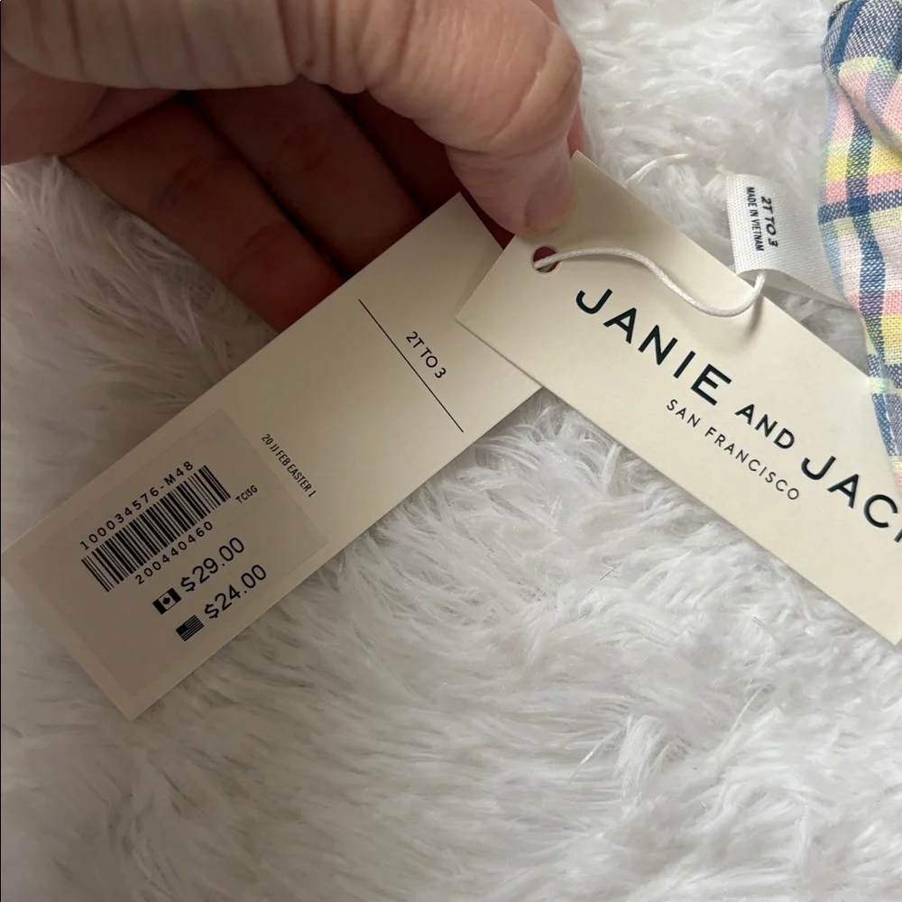 NWT Janie And Jack Plaid Easter Line Size 2 To 3 Kids Hat